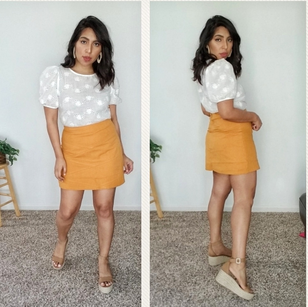 GOLDEN HOUR YELLOW TEXTURED MINI SKIRT - Picture 9 of 9